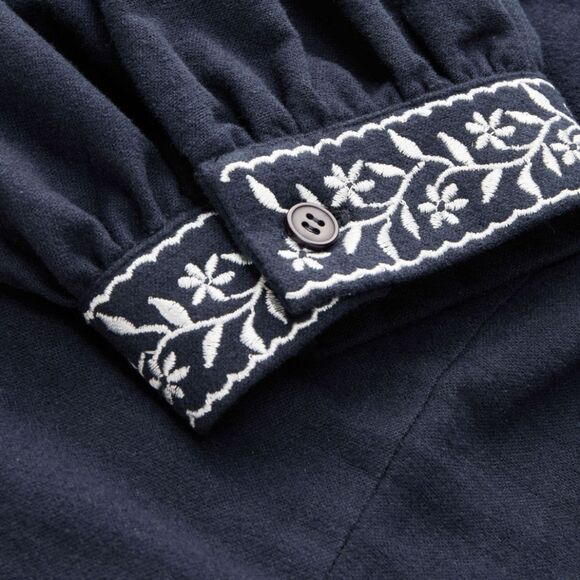 NWT Cider Plus 2X Navy Floral Embroidery Square Neck Curve Peasant Blouse Top - Picture 11 of 15